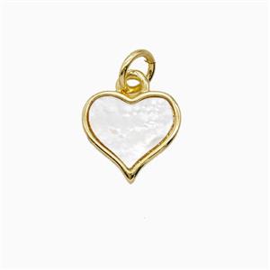 Copper Heart Pendant Pave Shell 18K Gold Plated, approx 11mm