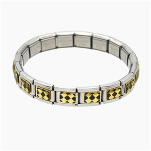 Raw Stainless Steel Module Bracelet Enamel, approx 9-10mm, 17cm length