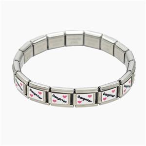 Raw Stainless Steel Module Bracelet With Daughter, approx 9-10mm, 17cm length