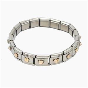 Stainless Steel Bracelet, Platinum plated, approx 9-10mm, 17cm length