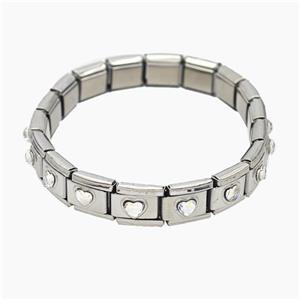 Stainless Steel Bracelet, Platinum plated, approx 9-10mm, 17cm length