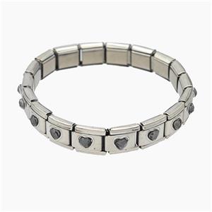 Stainless Steel Bracelet, Platinum plated, approx 9-10mm, 17cm length