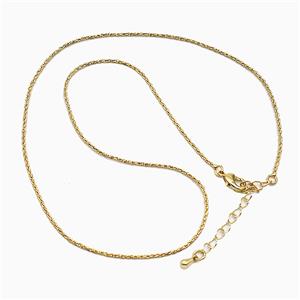 Copper Necklace Chain Gold Plated, approx 1.2mm, 40-45cm length