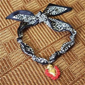 Polyester Fabric Necklace With Heart, approx 35-45mm, 68cm length