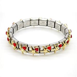 Raw Stainless Steel Module Bracelet Pave Resin Crystal Glass Starfish, approx 9-10mm, 17cm length
