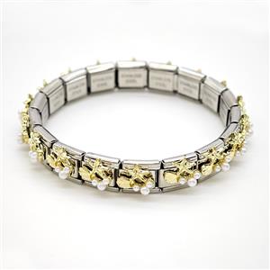 Raw Stainless Steel Module Bracelet Pave Resin Starfish, approx 9-10mm, 17cm length