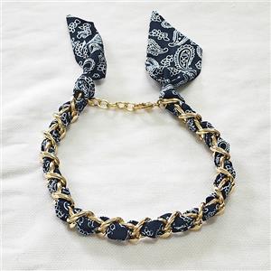 Polyester Fabric Aluminium Necklace Chain, approx 16mm, 45-50cm length