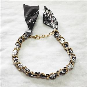 Polyester Fabric Aluminium Necklace Chain, approx 16mm, 45-50cm length