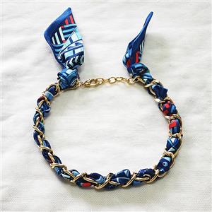 Polyester Fabric Aluminium Necklace Chain, approx 16mm, 45-50cm length