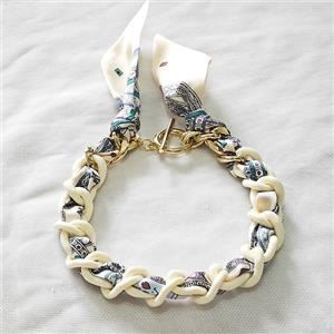 Polyester Fabric Resin Necklace Chain, approx 25mm, 45cm length