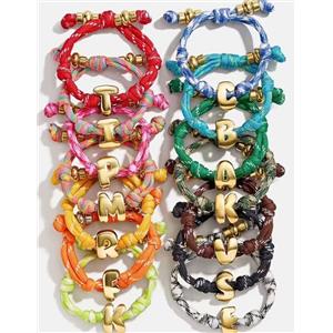 Nylon Cord Bracelet With Copper Letters Alphabet Mixed, approx 5mm, 20mm, 60mm dia