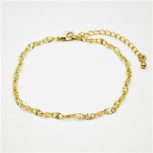 Copper Bracelets Chain Gold Plated, approx 3mm, 18-23cm length