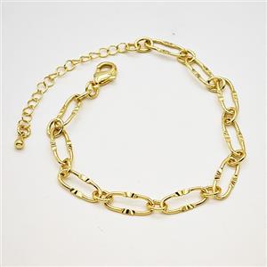 Copper Bracelets Chain Gold Plated, approx 6-14.5mm, 18-23cm length