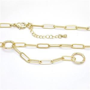 Copper Necklace Chain Gold Plated, approx 13mm, 4-12mm, 40-45cm length