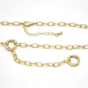 Copper Necklace Chain Gold Plated, approx 13mm, 4-8mm, 40-45cm length