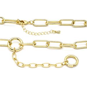 Copper Necklace Chain Gold Plated, approx 13mm, 7-16mm, 40-45cm length