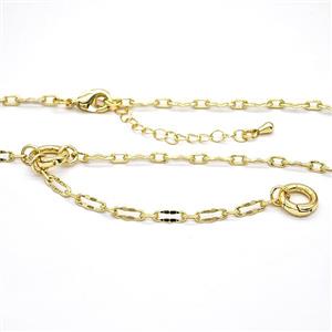 Copper Necklace Chain Gold Plated, approx 10mm, 3-8mm, 40-45cm length