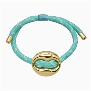 Green Nylon Bracelet With Copper Pignose Adjustable, approx 22-28mm, 5mm