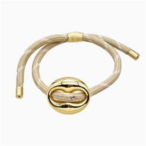 Khaki Nylon Bracelet With Copper Pignose Adjustable, approx 22-28mm, 5mm