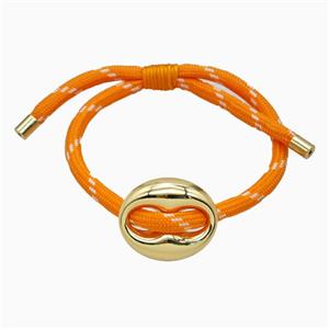 Orange Nylon Bracelet With Copper Pignose Adjustable, approx 22-28mm, 5mm