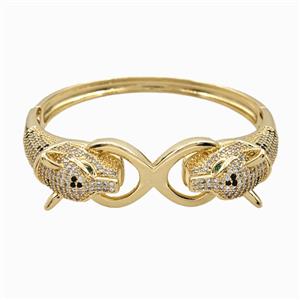 Copper Leopard Bangles Pave Zirconia 18K Gold Plated, approx 18-30mm, 50-58mm dia