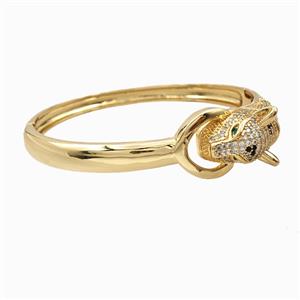 Copper Leopard Bangles Pave Zirconia 18K Gold Plated, approx 18-30mm, 55mm dia