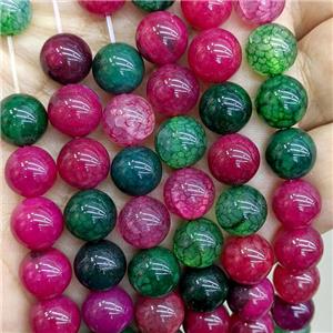 Natural Veins Agate Beads Red Green Dye Smooth Round, approx 8mm