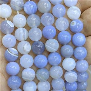 Natural Stripe Agate Beads Blue Dye Smooth Round, approx 8mm