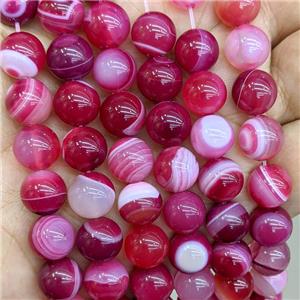 Natural Stripe Agate Beads Red Dye Smooth Round, approx 10mm