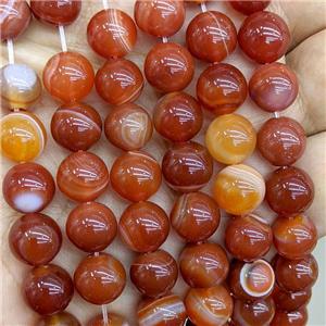 Natural Stripe Agate Beads Red Dye Smooth Round, approx 10mm