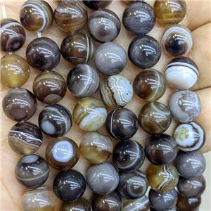 Natural Stripe Agate Beads Coffee Dye Smooth Round, approx 10mm