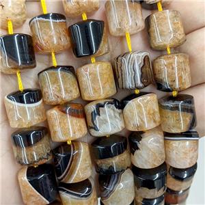 Natural Agate Druzy Column Beads Orange Dye, approx 13-14mm