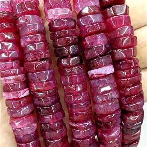 Natural Agate Heishi Beads Red Dye, approx 10-13mm