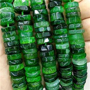Natural Agate Heishi Beads Green Dye, approx 10-13mm