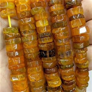 Natural Agate Heishi Beads Orange Dye, approx 10-13mm