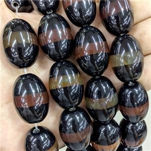 Tibetan Style Agate Beads Barrel Coffee Dye, approx 20-28mm, 12pcs per st