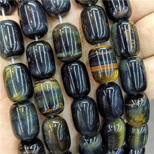 Tiger Eye Stone Barrel Beads Blue Yellow, approx 13-18mm