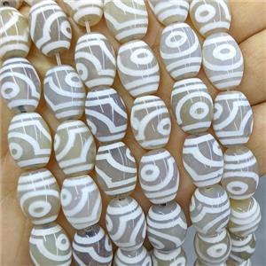 Tibetan Agate Barrel Beads White Eye, approx 12-16mm, 20pcs per st