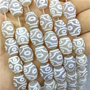 Tibetan Agate Barrel Beads White Eye, approx 12-16mm, 20pcs per st