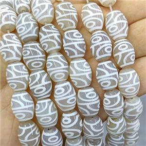 Tibetan Agate Barrel Beads White, approx 12-16mm, 20pcs per st