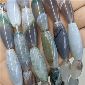 Natural Gray Agate Druzy Rice Beads, approx 14-40mm, 10pcs per st