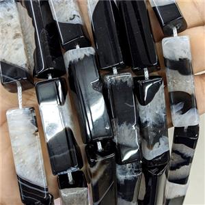 Agate Druzy Cuboid Beads Black White Dye, approx 12-40mm