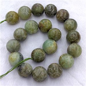Chinese Huaxiu Jade Round Beads Carved, approx 19-20mm