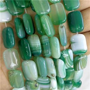 Green Stripe Agate Rectangle Beads Dye, approx 13-18mm