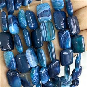 Deepblue Stripe Agate Rectangle Beads Dye, approx 13-18mm