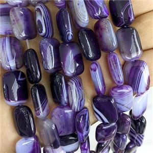 Puprle Stripe Agate Rectangle Beads Dye, approx 13-18mm