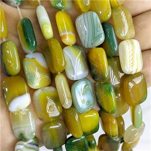 Olive Stripe Agate Rectangle Beads Dye, approx 13-18mm