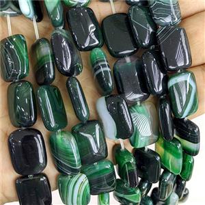 Deepgreen Stripe Agate Rectangle Beads Dye, approx 13-18mm
