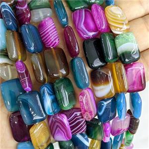 Stripe Agate Rectangle Beads Banded Mixed Color Dye, approx 13-18mm