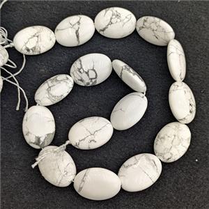 White Howlite Turquoise Oval Beads, approx 18-25mm